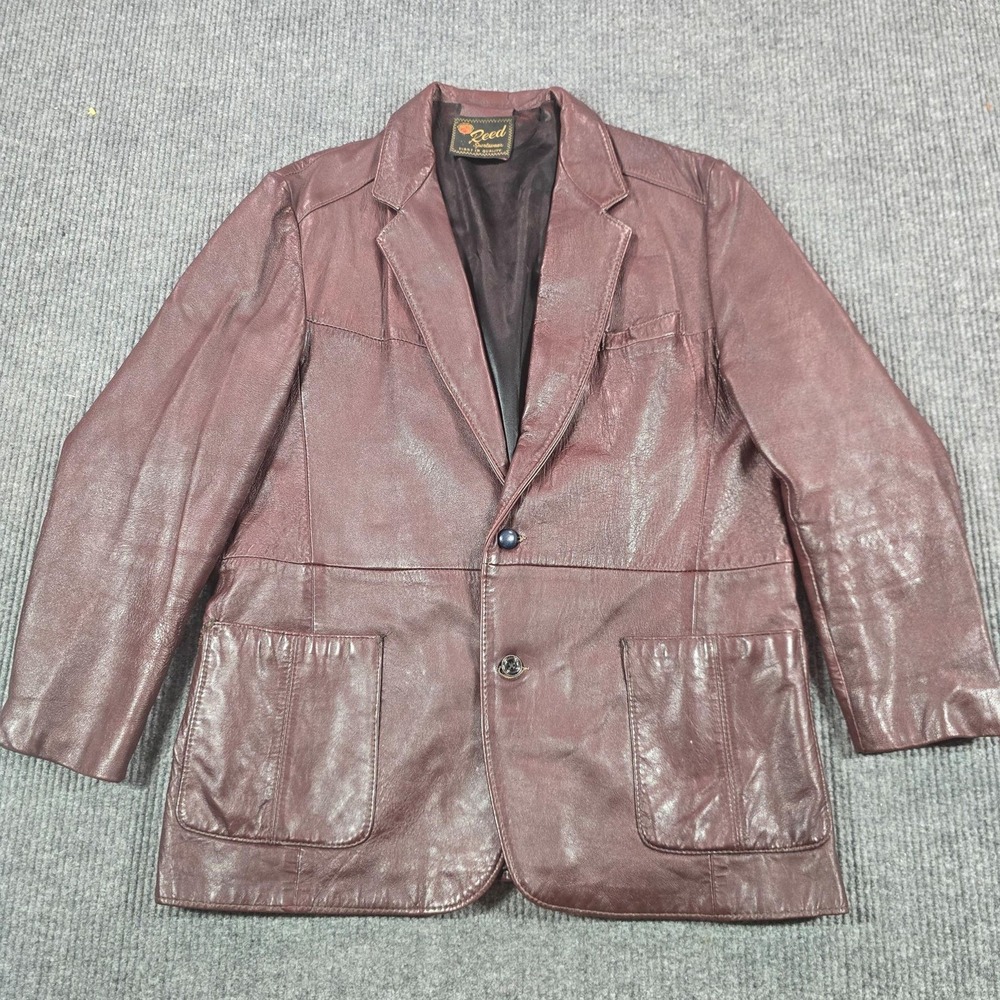 Vintage Reed Sportswear Leather Jacket Mens Large 44 Red Sport‎ Coat Lined